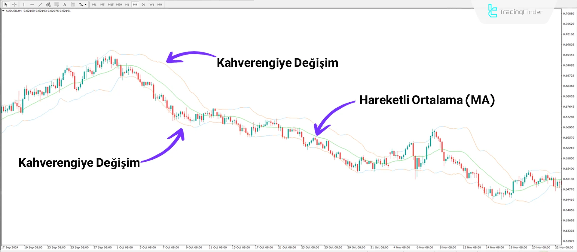 Bollinger Bands Bicolor destek ve direnç bölgelerinde