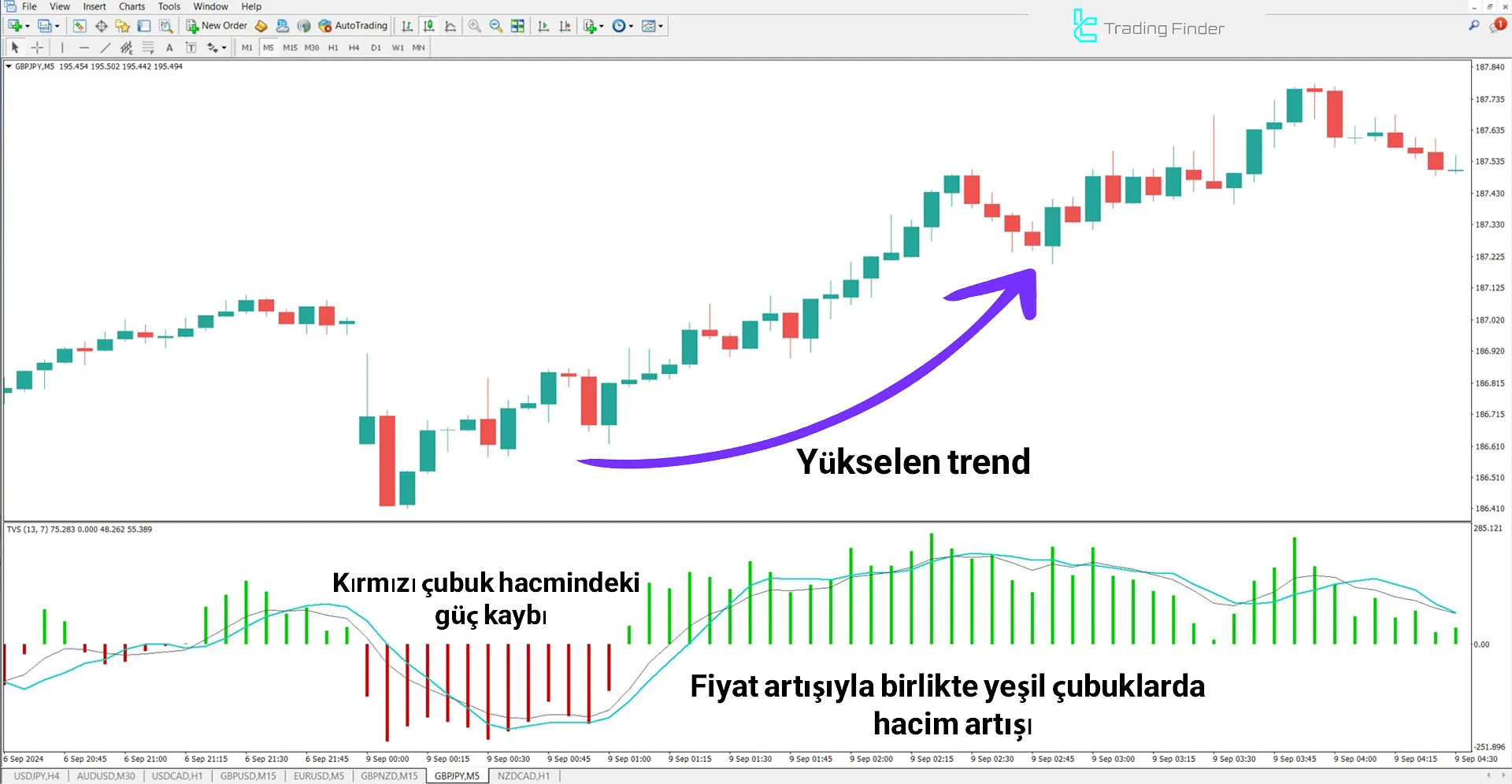 Yükseliş Trendinde Time Segmented Volume Göstergesi'ın İncelenmesi