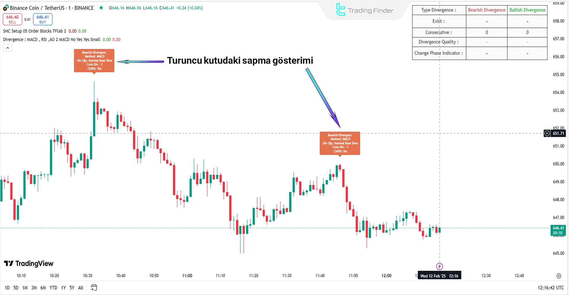 Binance Smart Chain Fiyat Grafiği - Divergence Signal Göstergesi