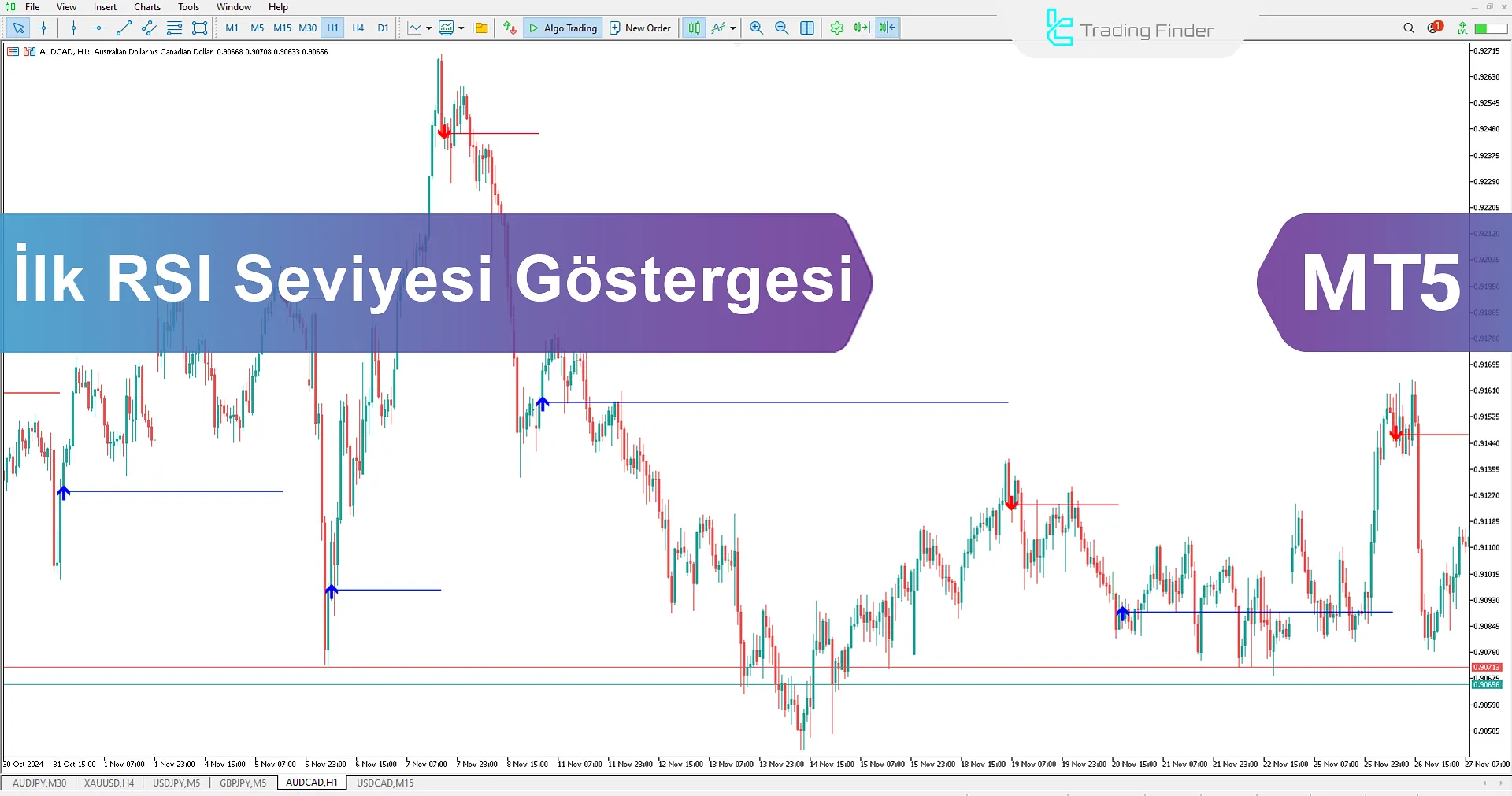 İlk RSI Seviyesi Göstergesi MetaTrader 5 İndir - Ücretsiz - [TradingFinder]