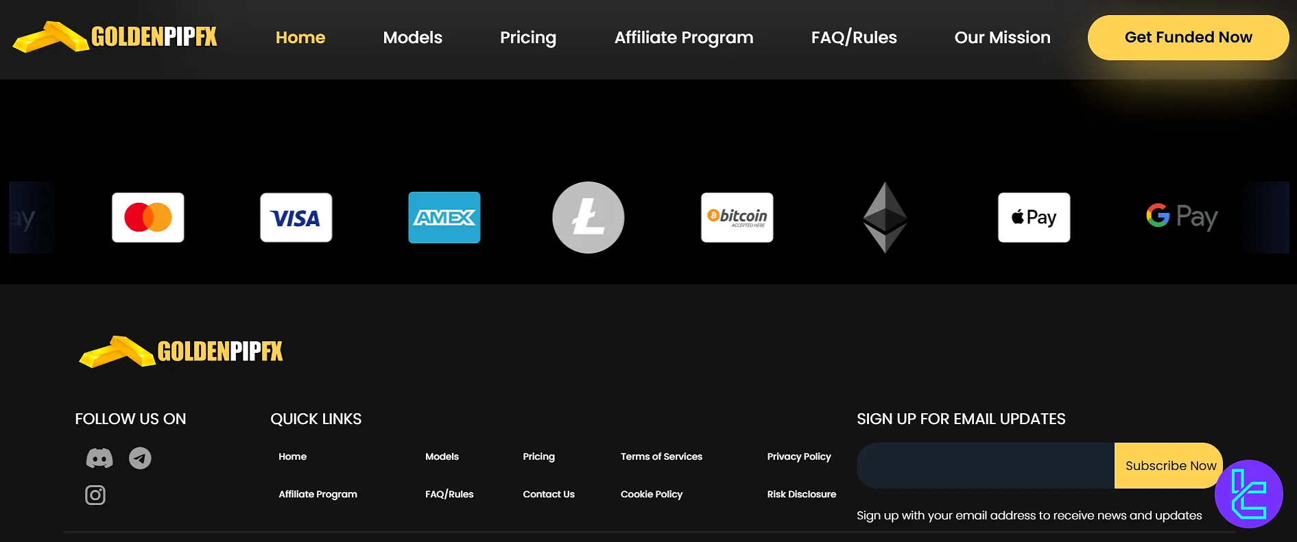 GoldenPipFX fonlama yöntemleri