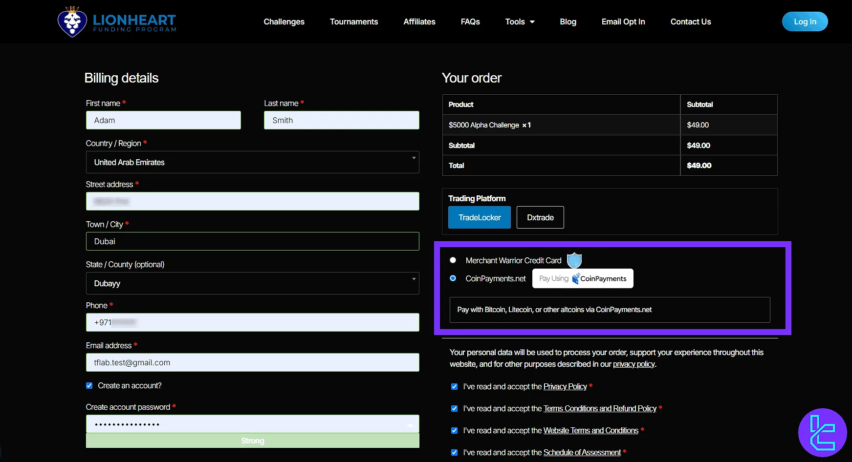 Lionheart Funding Program Ödeme Yöntemleri