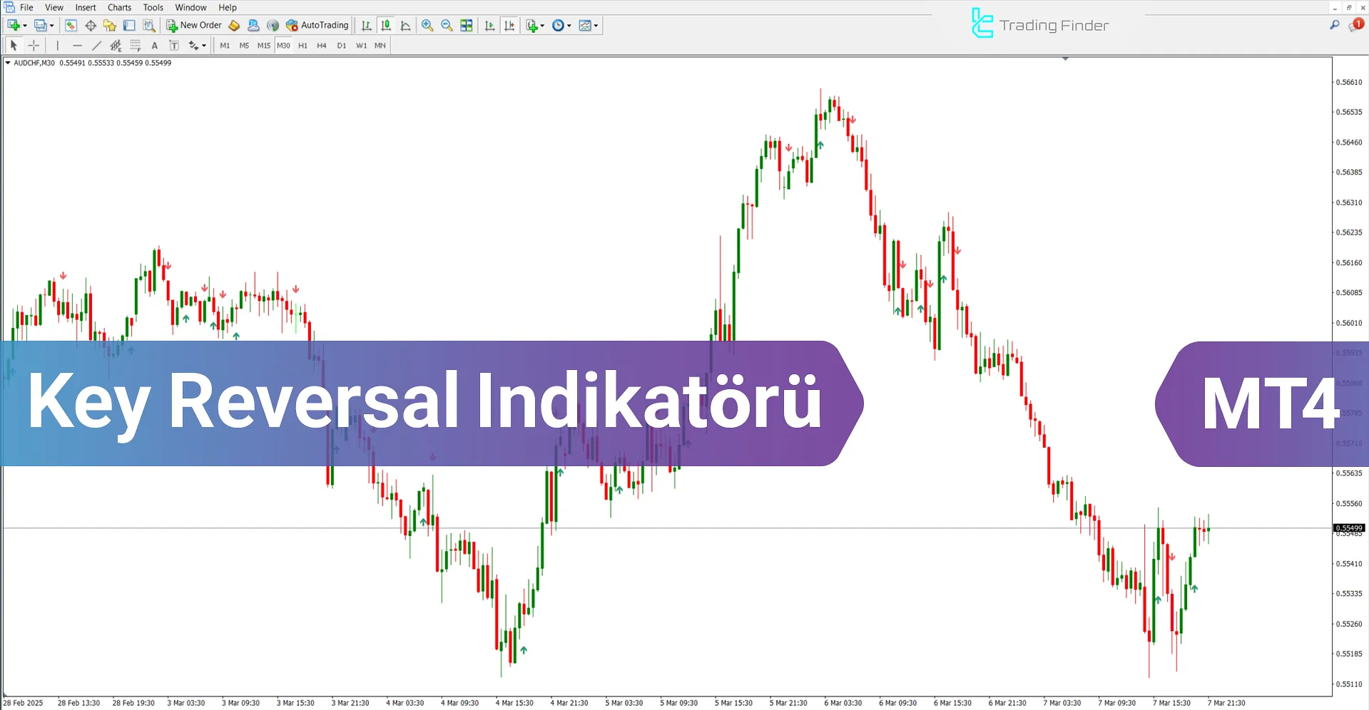 Key Reversal Göstergesi MetaTrader 4 için İndir - [TradingFinder]