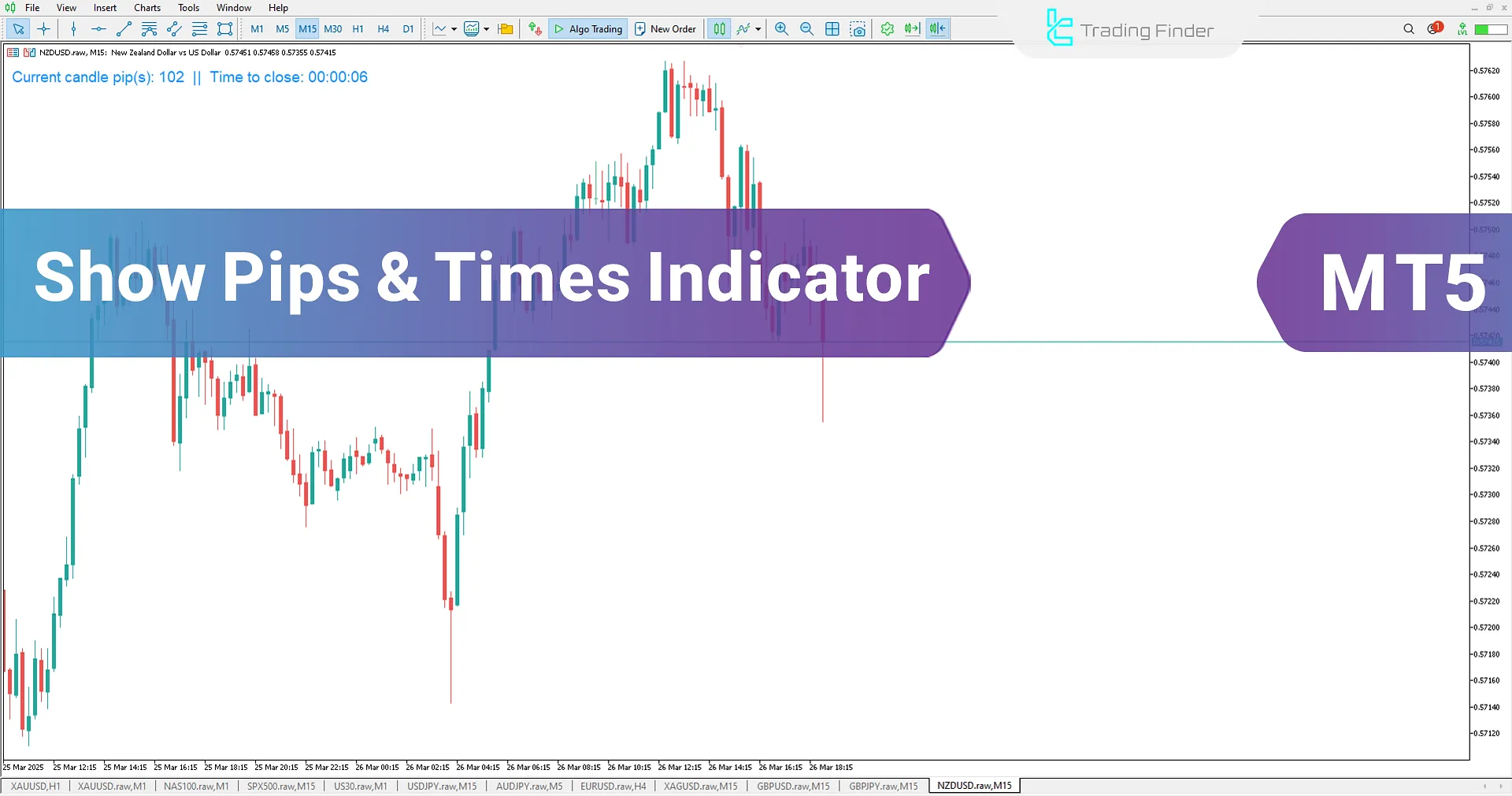 Pip ve Zaman Gösterge İndikatörü MT4 için İndir – Ücretsiz – [TradingFinder]
