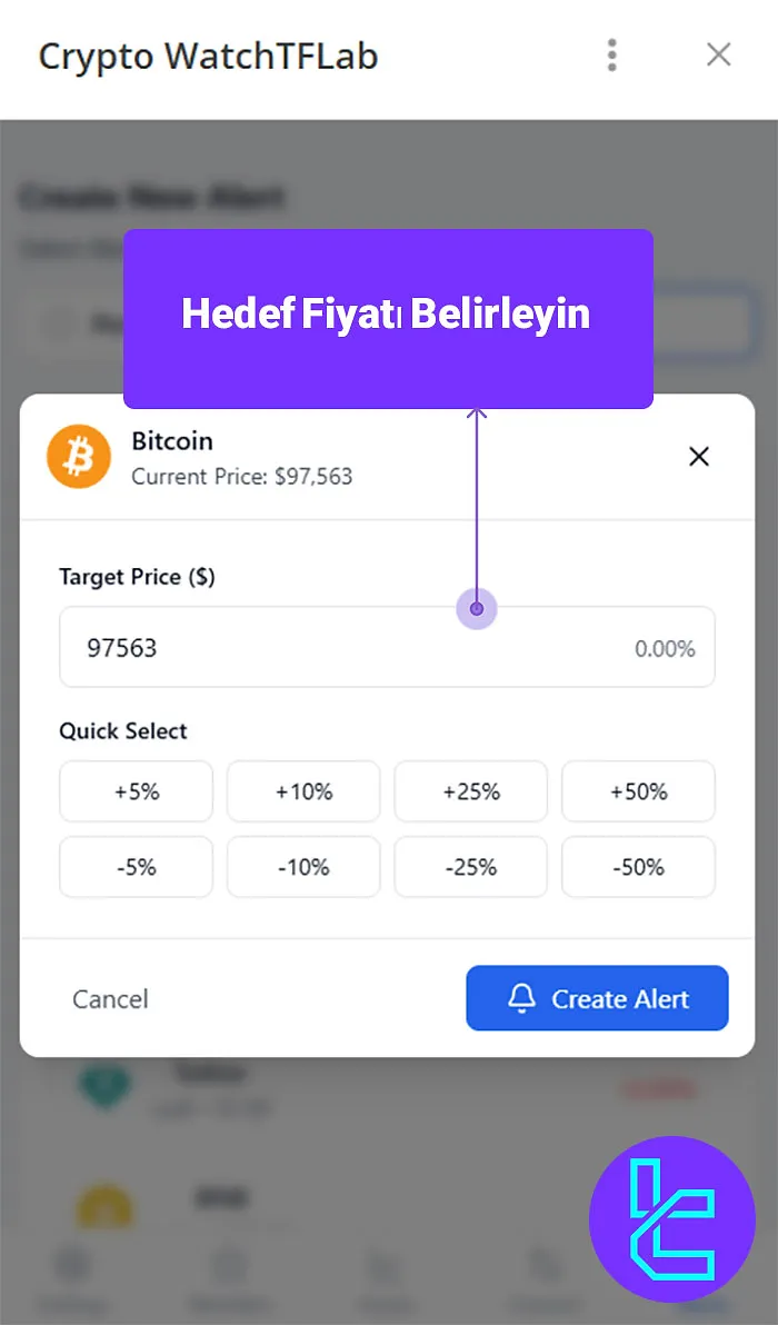 TradingFinder Crypto Market Watch Mini Uygulaması Fiyat Uyarıları
