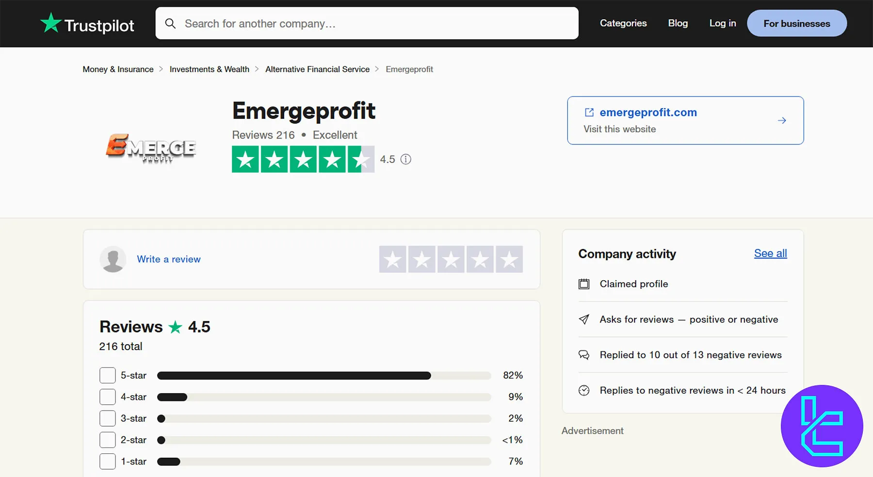Emerge Profit Trustpilot