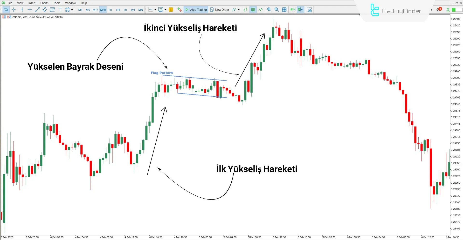 Yükseliş Trendinde Flag Pattern Göstergesi
