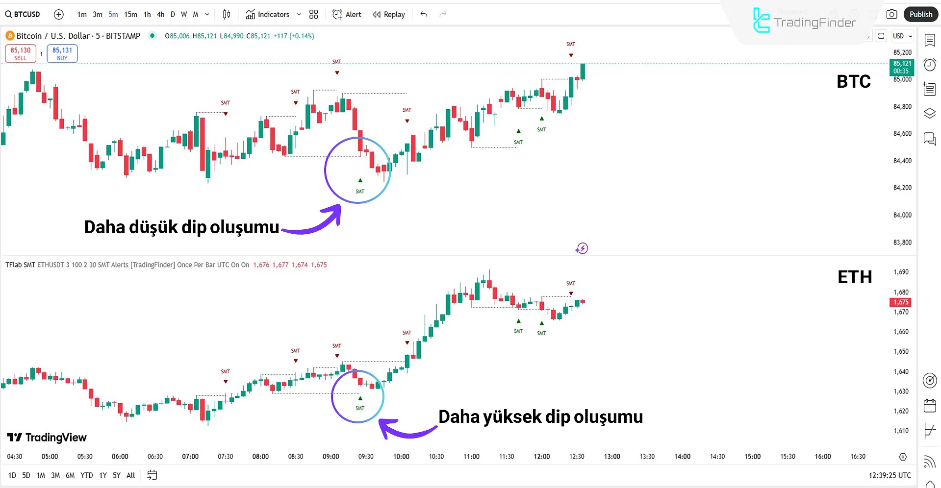 SMT Divergence ICT 02 Göstergesi Boğa Trendinde Performans