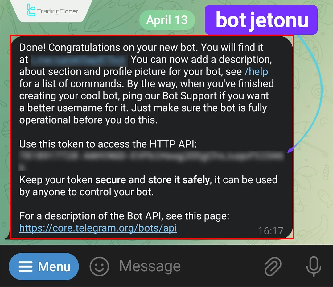 Telegram botundan Bot Token alma