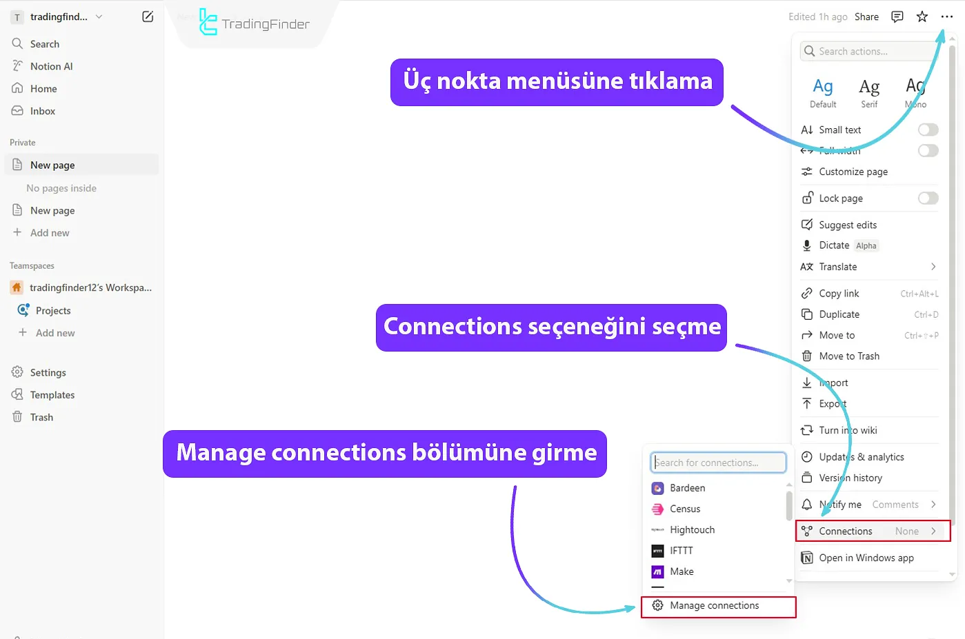 Connections’a Erişim