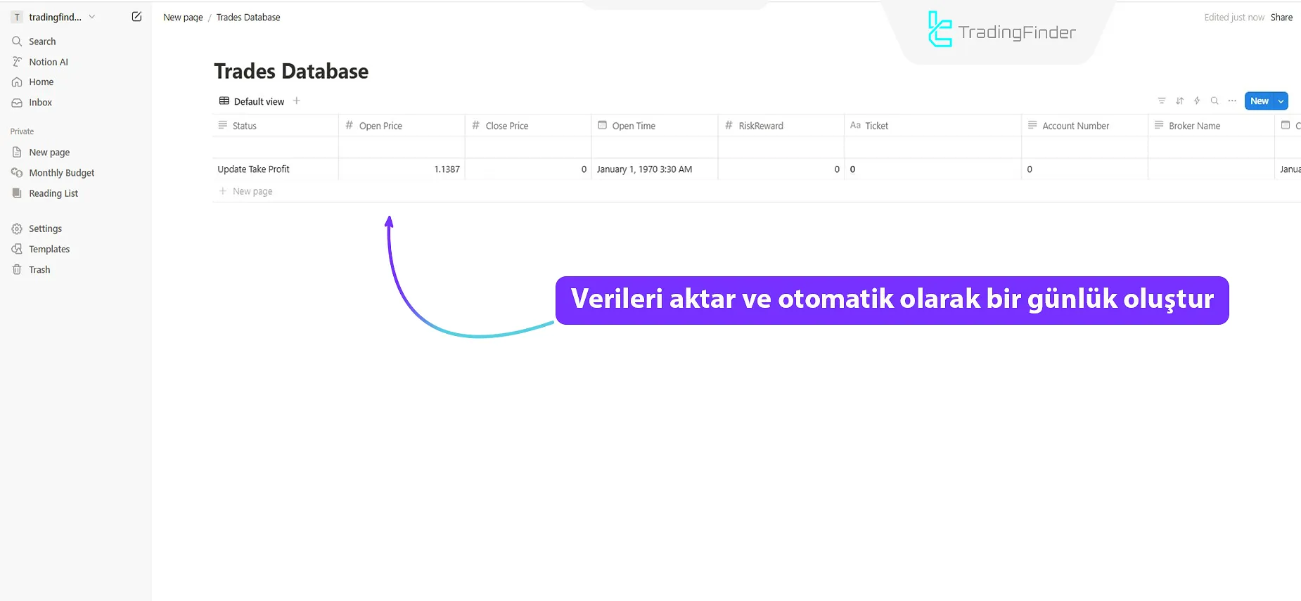 Notion’da işlem günlüğü
