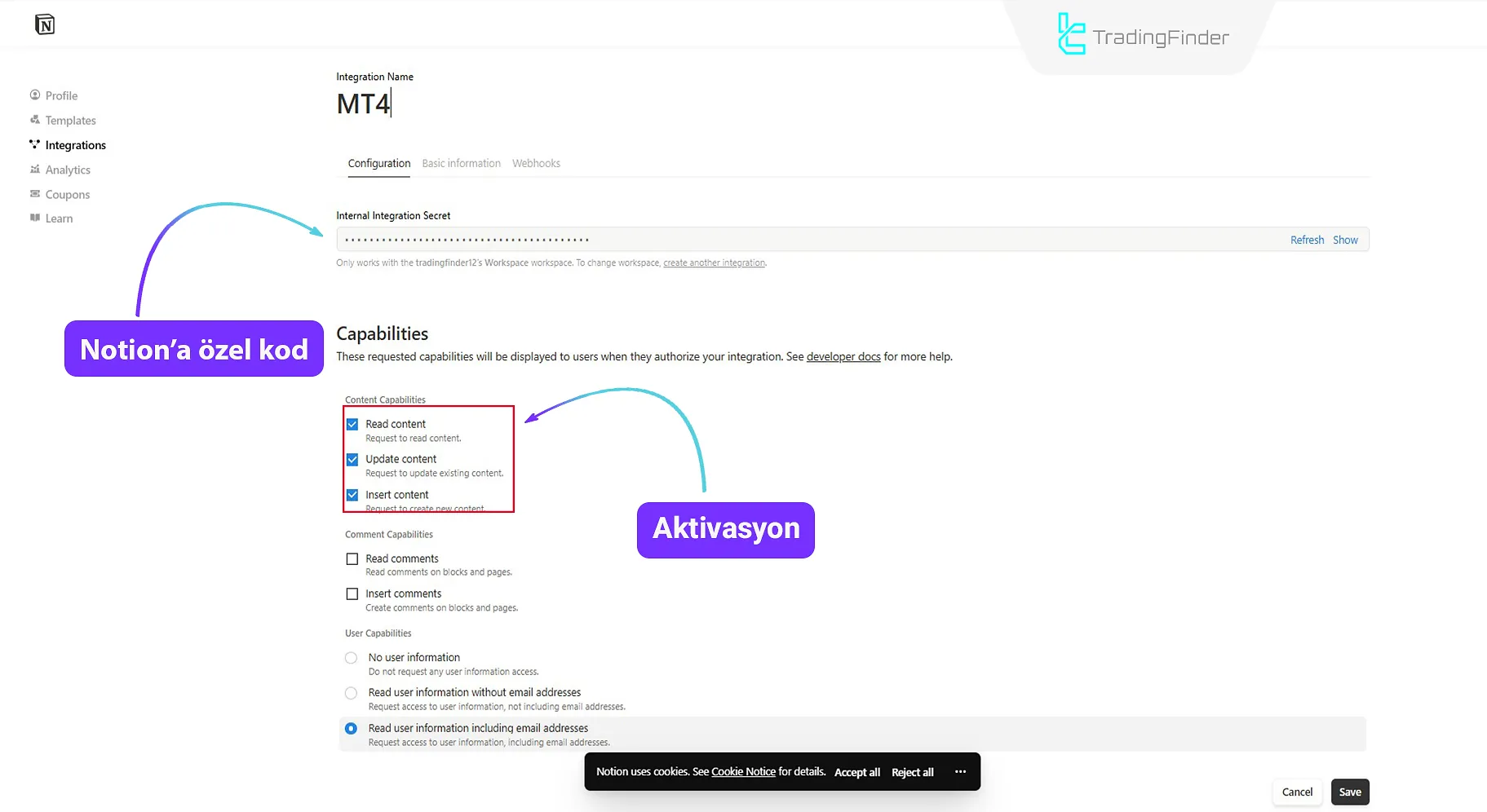 Notion’a ait unique kodu alma