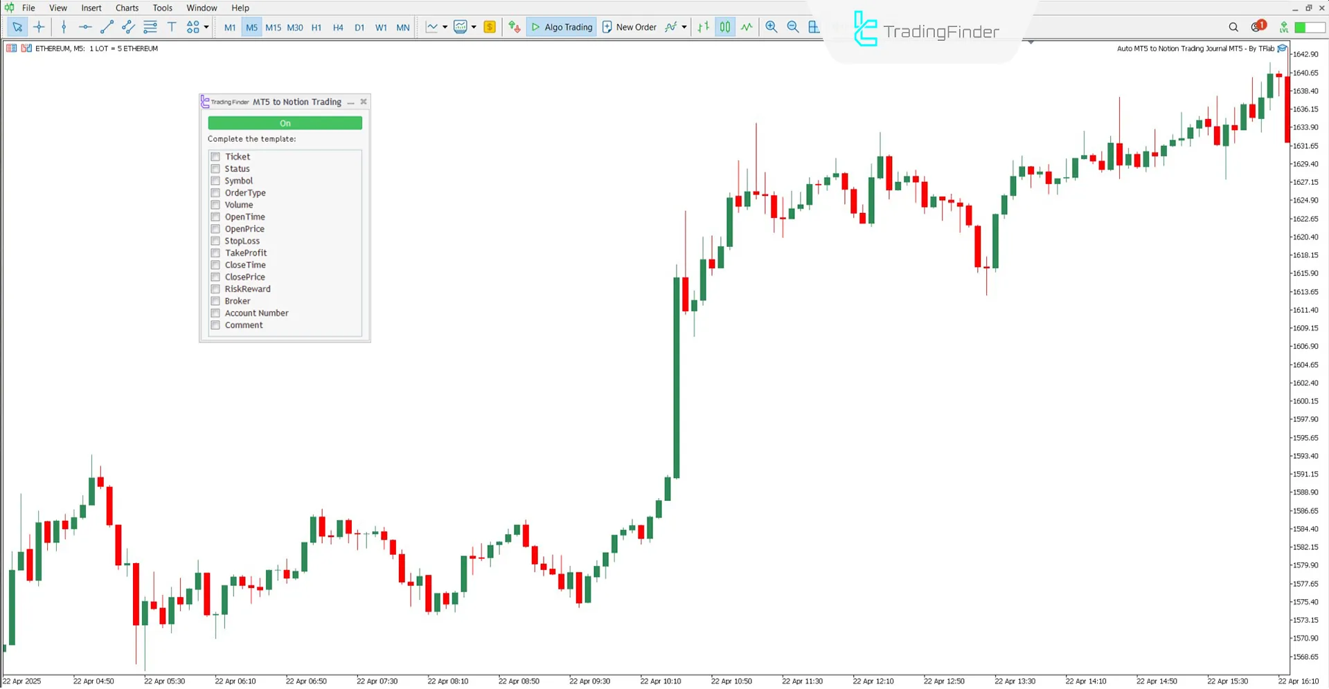 MT5’ten Notion’a Veri Aktarım Expert’te seçeneklerin incelenmesi
