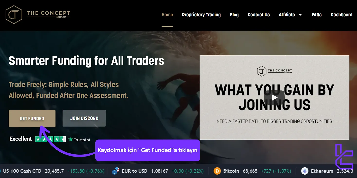 The Concept Trading kayıt butonu