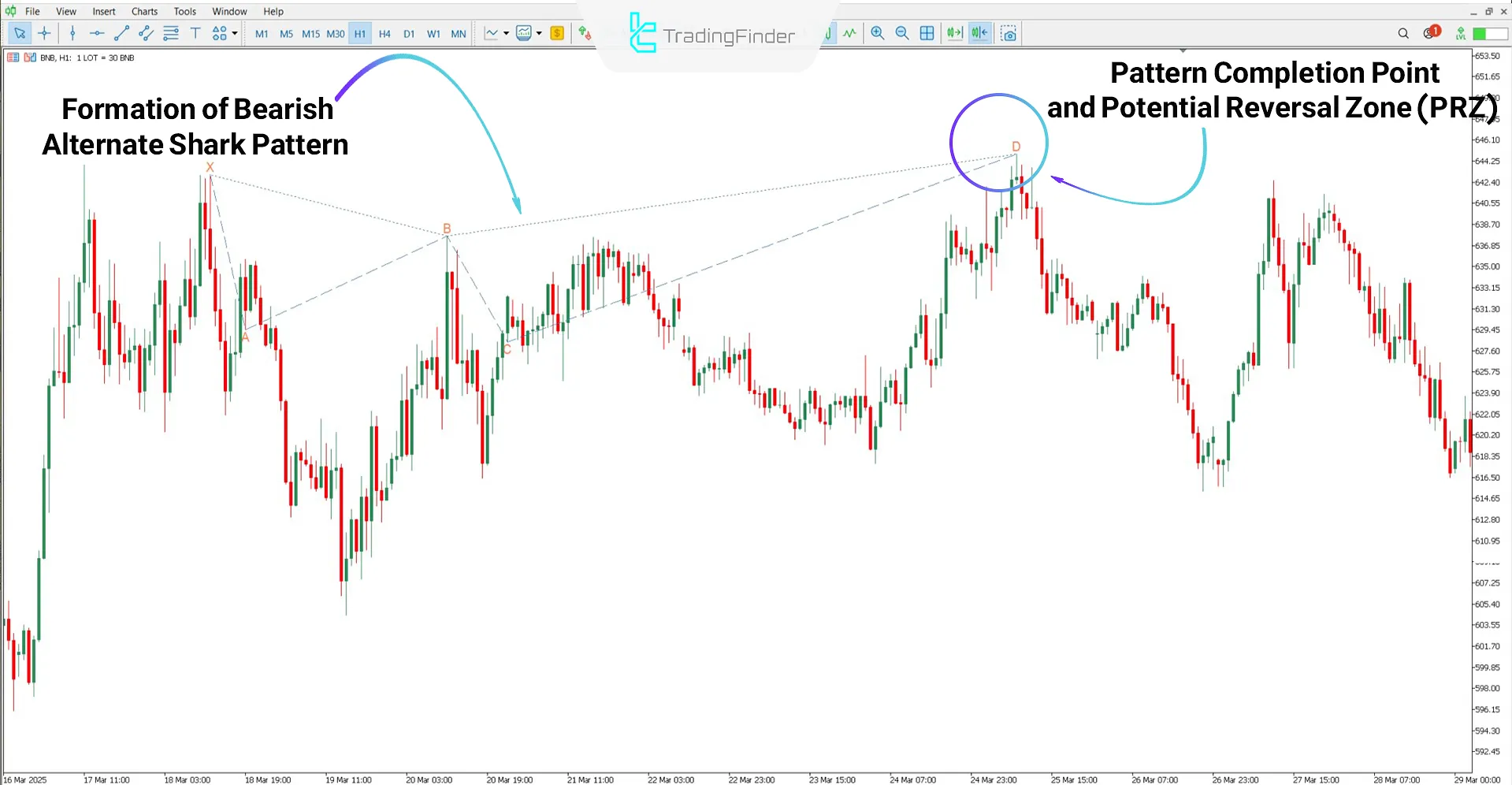 Navarro 200 Harmonik Ters Dönüş Göstergesi tarafından çizilen ayı formasyonu