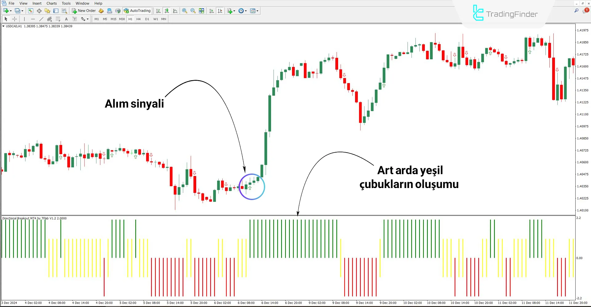Directional Breakout Göstergesi Boğa Trendinde
