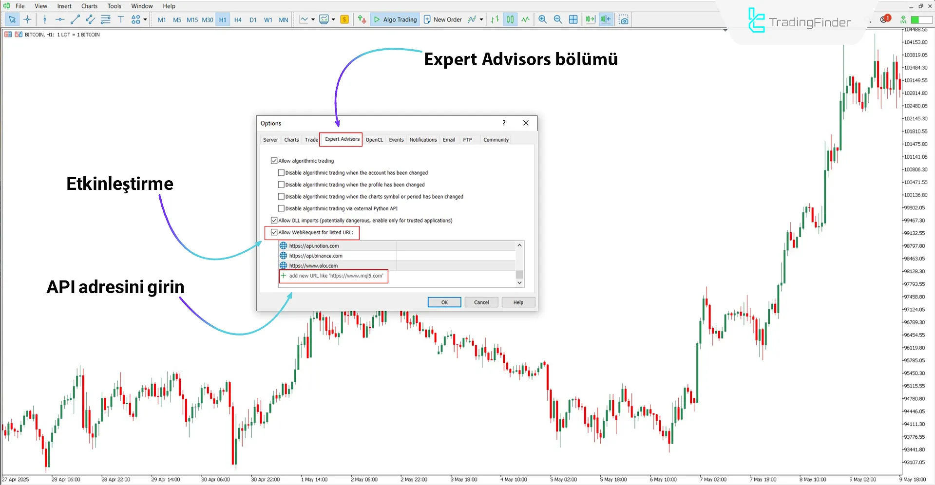OKX Spot'u MT5 Servisine Bağla Ücretsiz - İndir – [TradingFinder] 1
