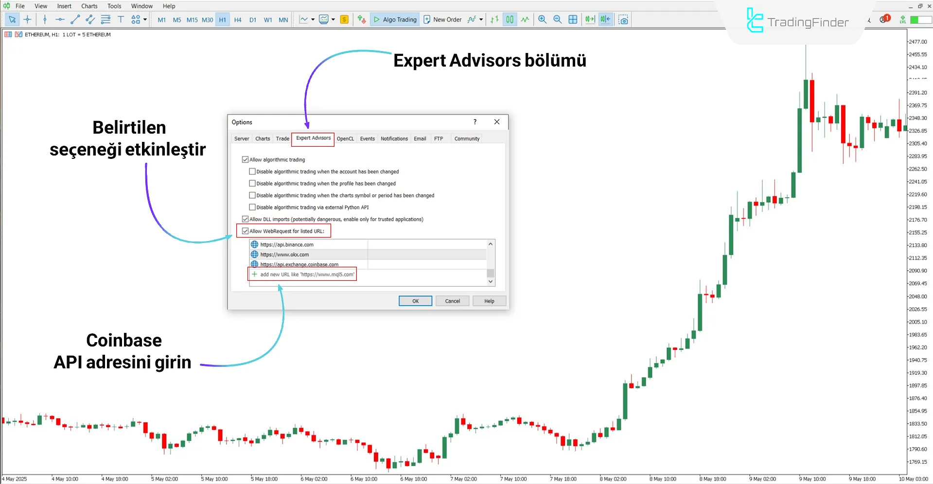 CoinBase Spot'u MT5 servisine bağla Ücretsiz - indir – [TFLAB] 1