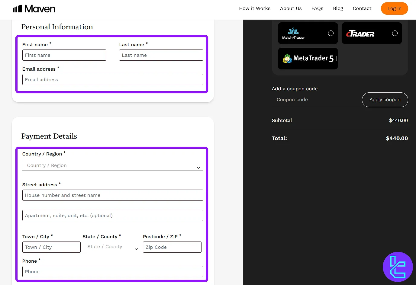 Maven Trading faturalandırma formu