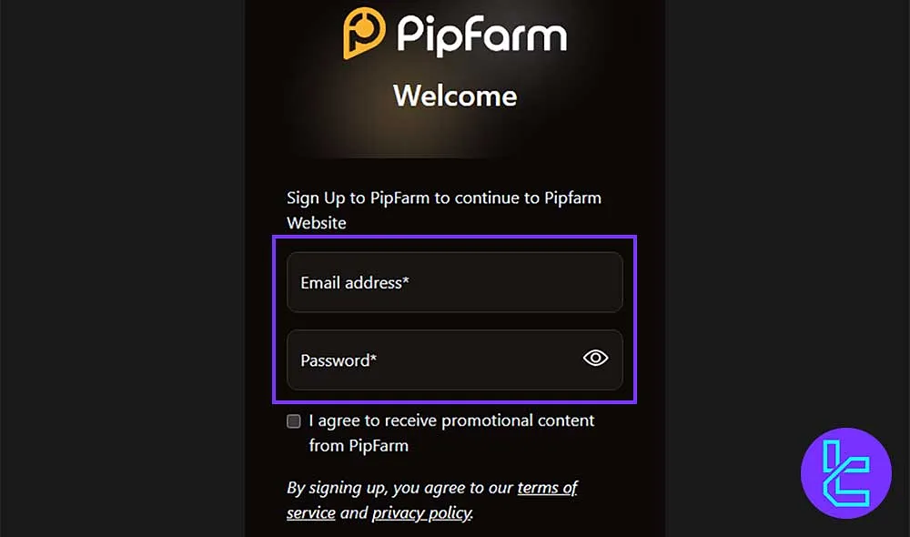 PipFarm E-posta Kaydı
