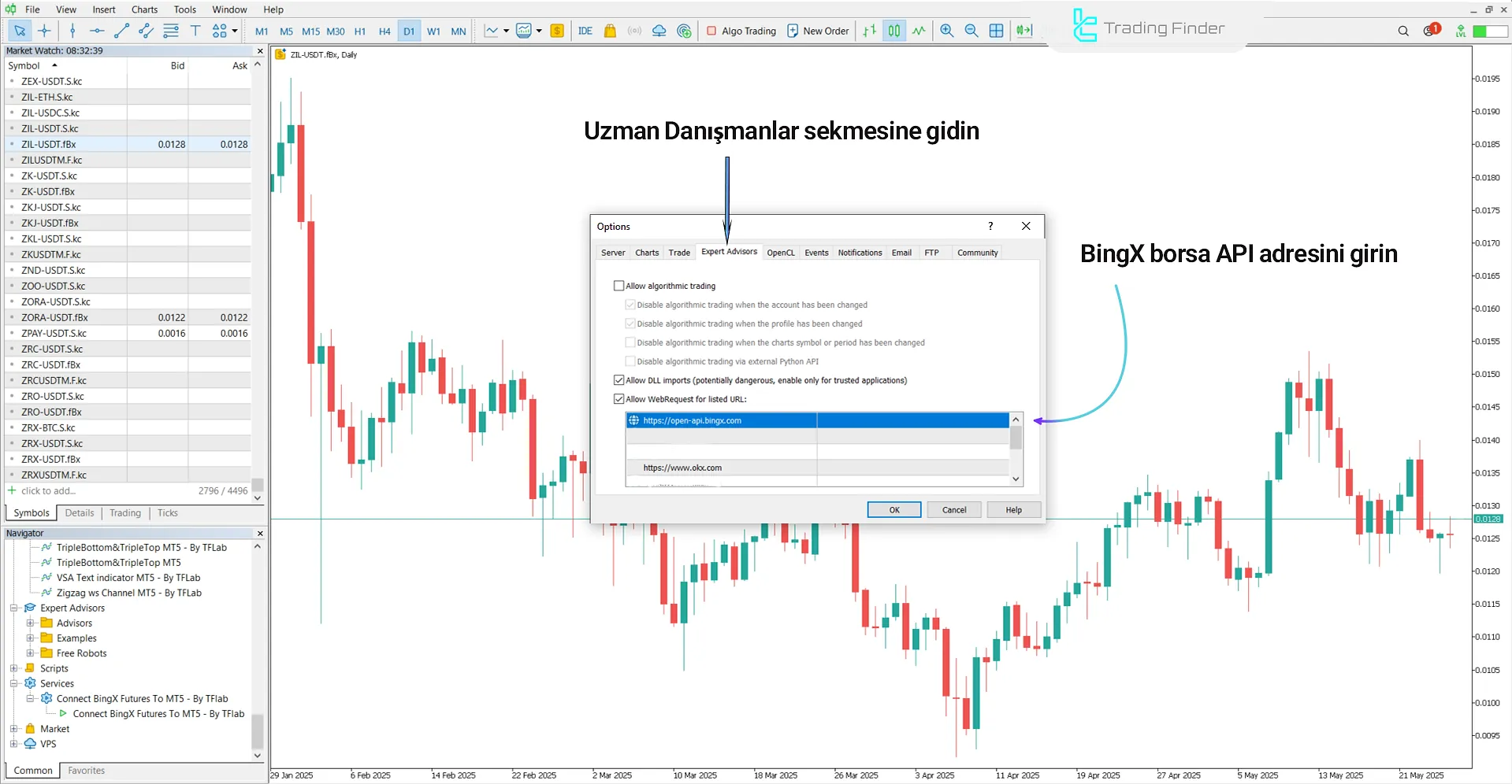 BingX Vadeli İşlemler Uzman Danışmanı için WebRequest Etkinleştirme Adımları
