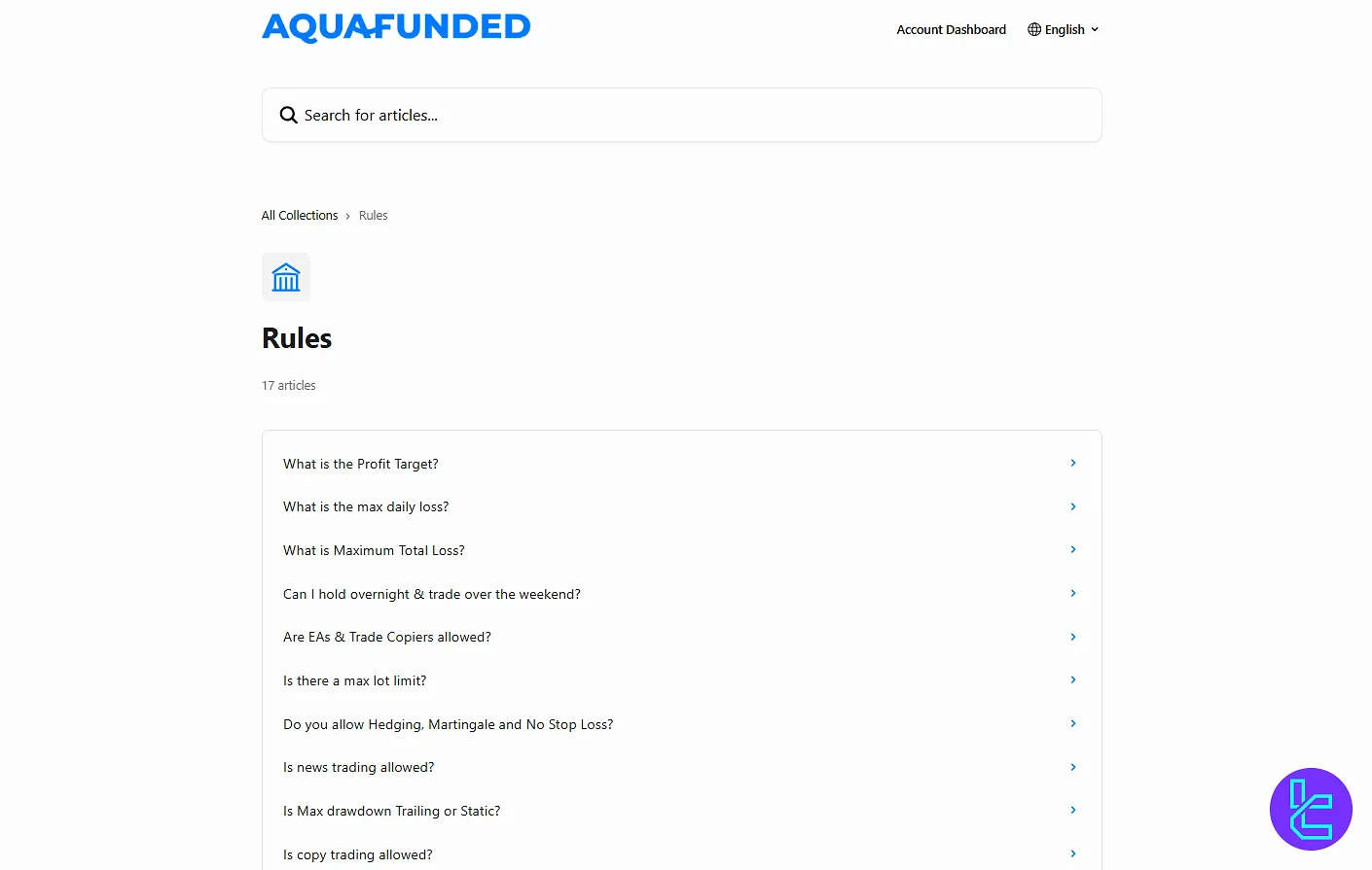 AquaFunded Kuralları