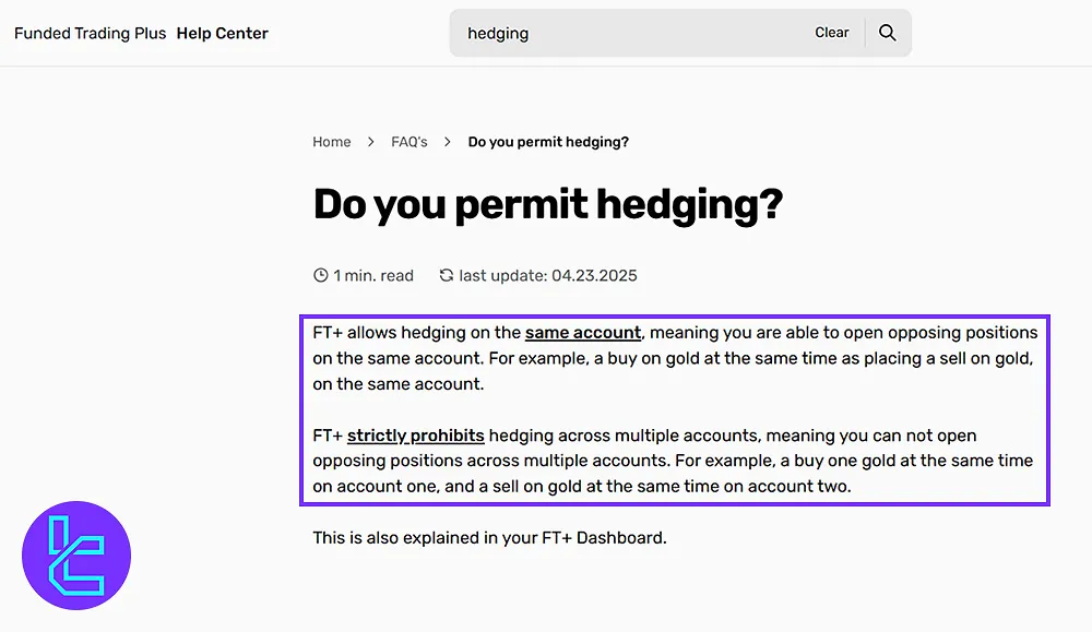 Funded Trading Plus’ta Hedging Politikası