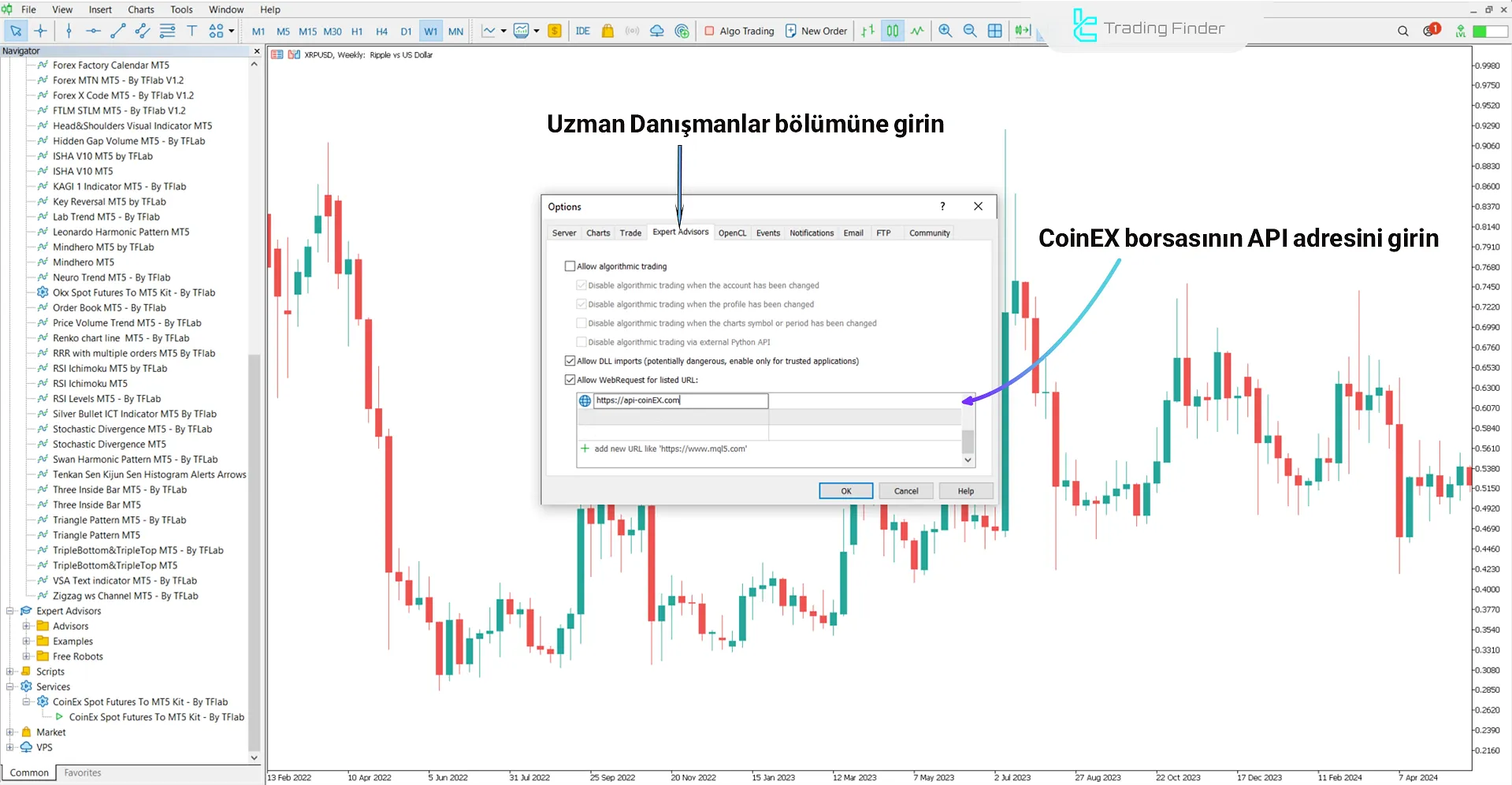 CoinEX Spot ve Futures Bağlayın Uzman Danışmanı’nda istek gönderimi nasıl etkinleştirilir