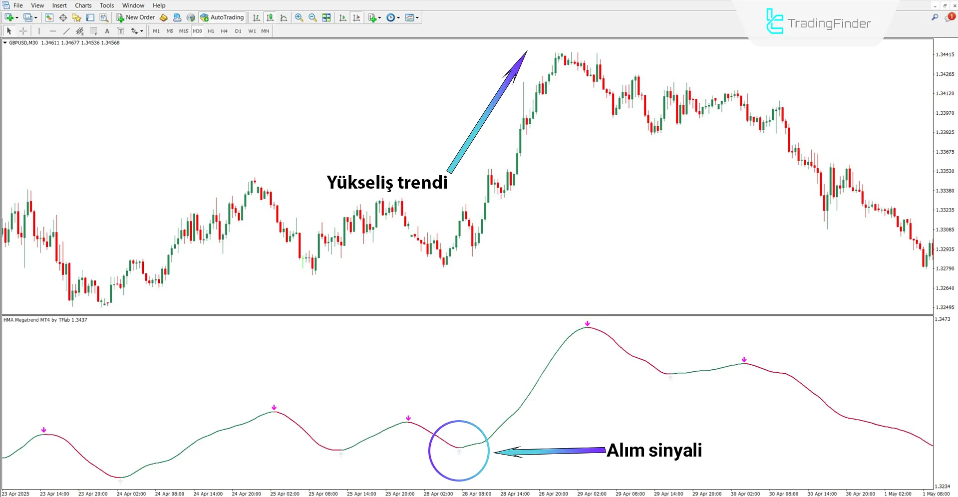 HMA Megatrend Göstergesi MT4 için İndirme – Ücretsiz – [TradingFinder] 1