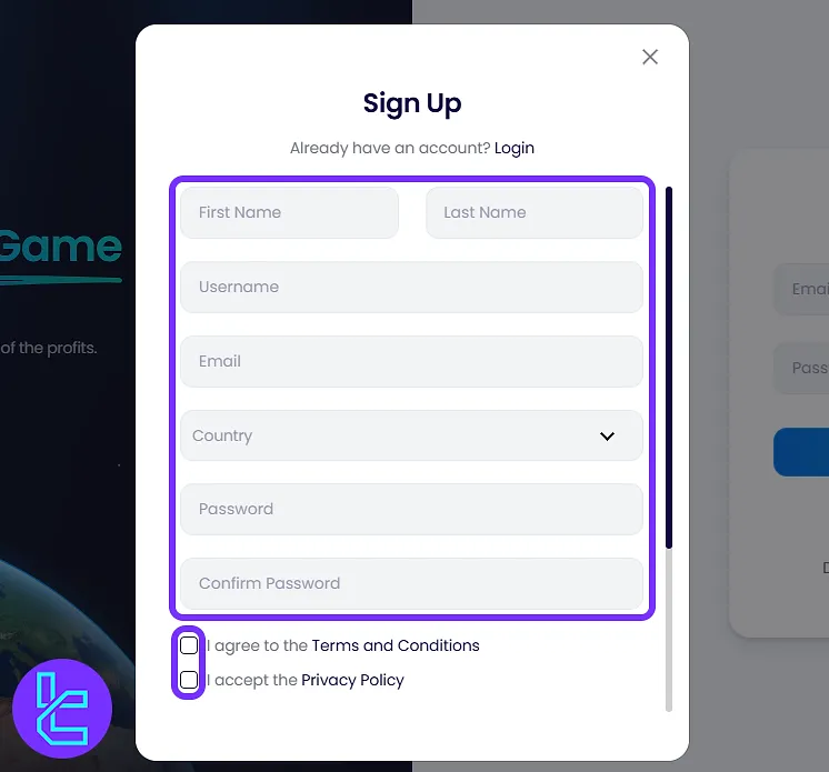 BrightFunded kayıt işlemi