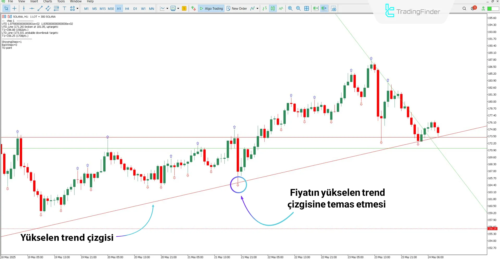 Mouteki Göstergesi kullanılarak yükseliş trend analizi
