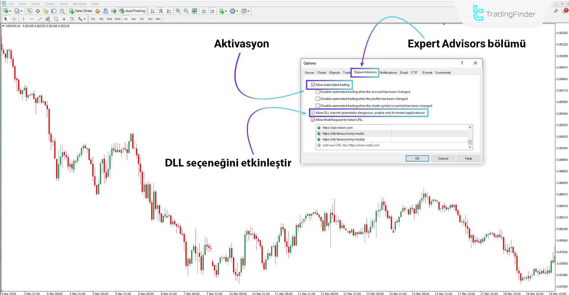 "DLL" seçeneğini etkinleştirme