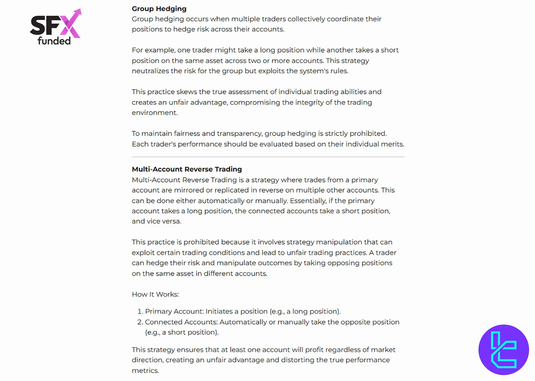 SFX Funded Prop Firm’da Hedging