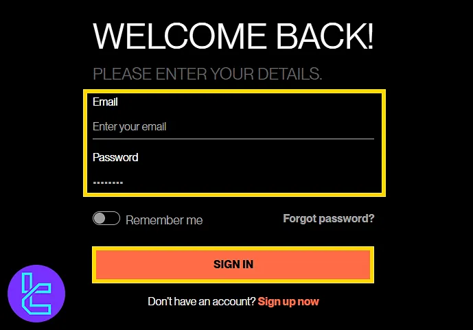 Kayıt olduktan sonra Funding Traders sayfasında hesap bilgilerinizle oturum açın