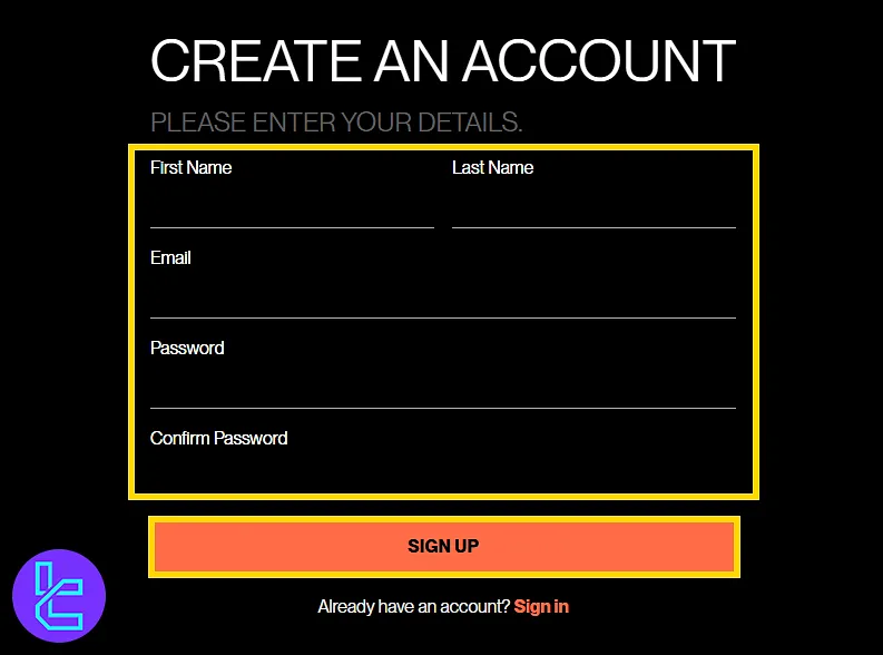 Funding Traders kayıt sayfasında kişisel bilgileri tamamlama