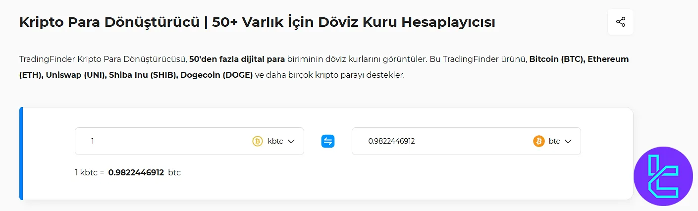 Kripto para dönüştürücü hesap makinesinin kullanım örneği
