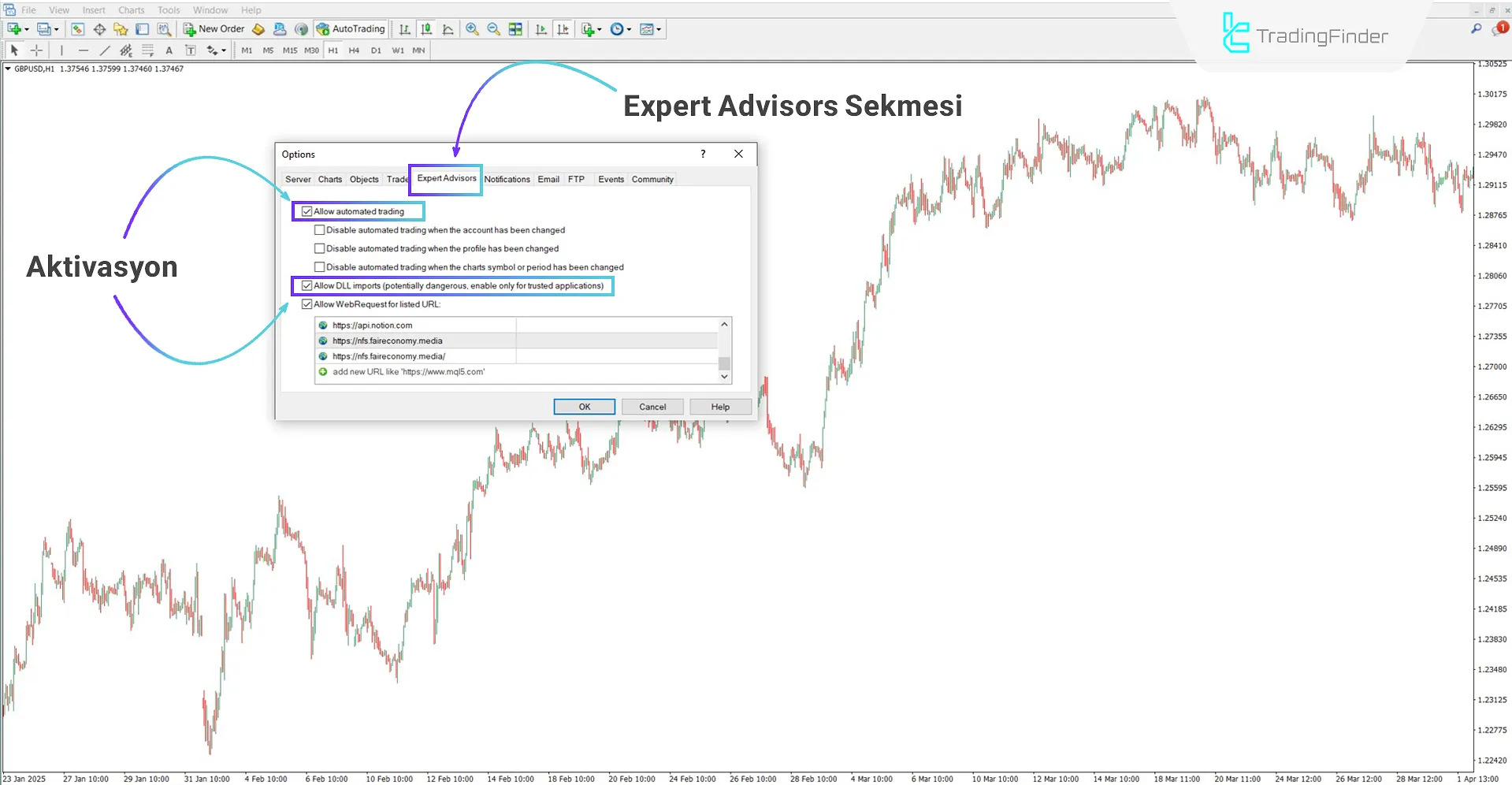 MetaTrader 4’teki ayarlar