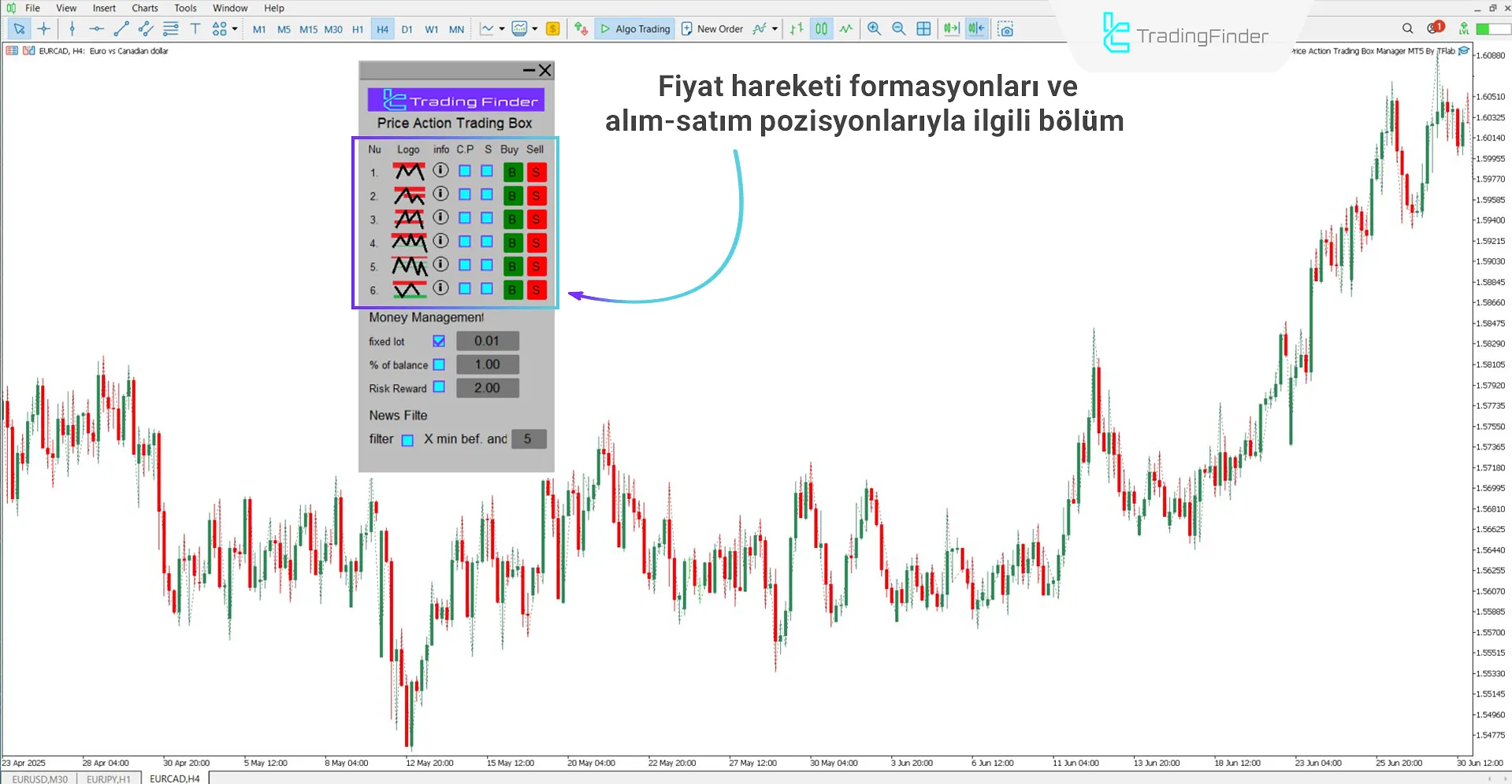 Price Action Ticaret Kutu Yöneticisi Expert Kontrol Paneli