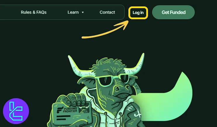 Funding Frontier web sitesi Yeni hesap kurulumu için oturum açma alanı
