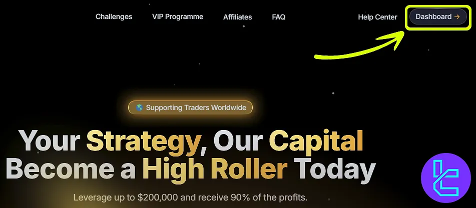 Kayıt için High Roller Funding ana sayfasına gidin