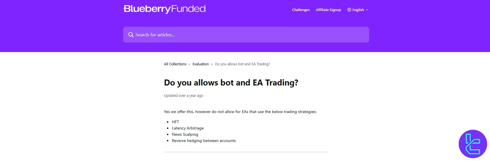 Blueberry Funded’da EA ile işlem