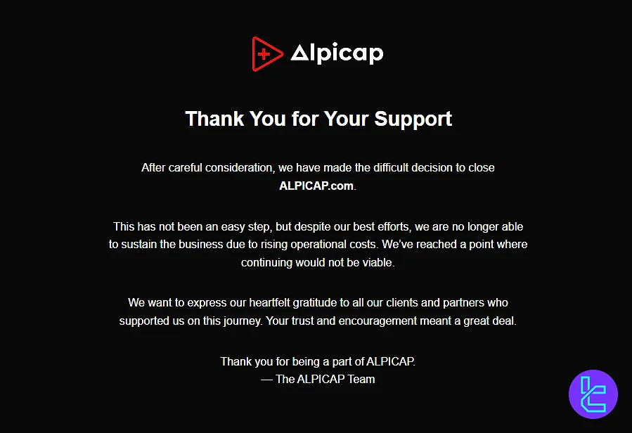 ALPICAP artık faaliyet göstermiyor