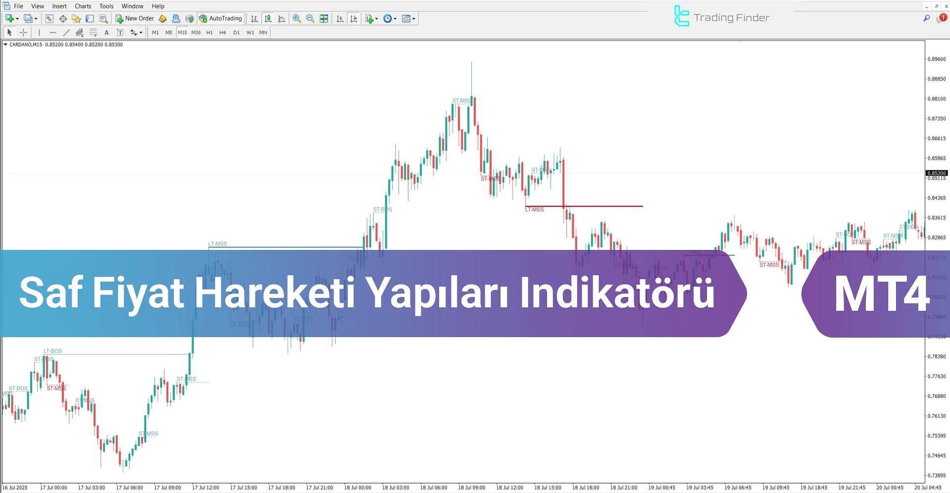 Saf Fiyat Hareketi Yapıları Göstergesi MT4 - Ücretsiz İndirme [TradingFinder]