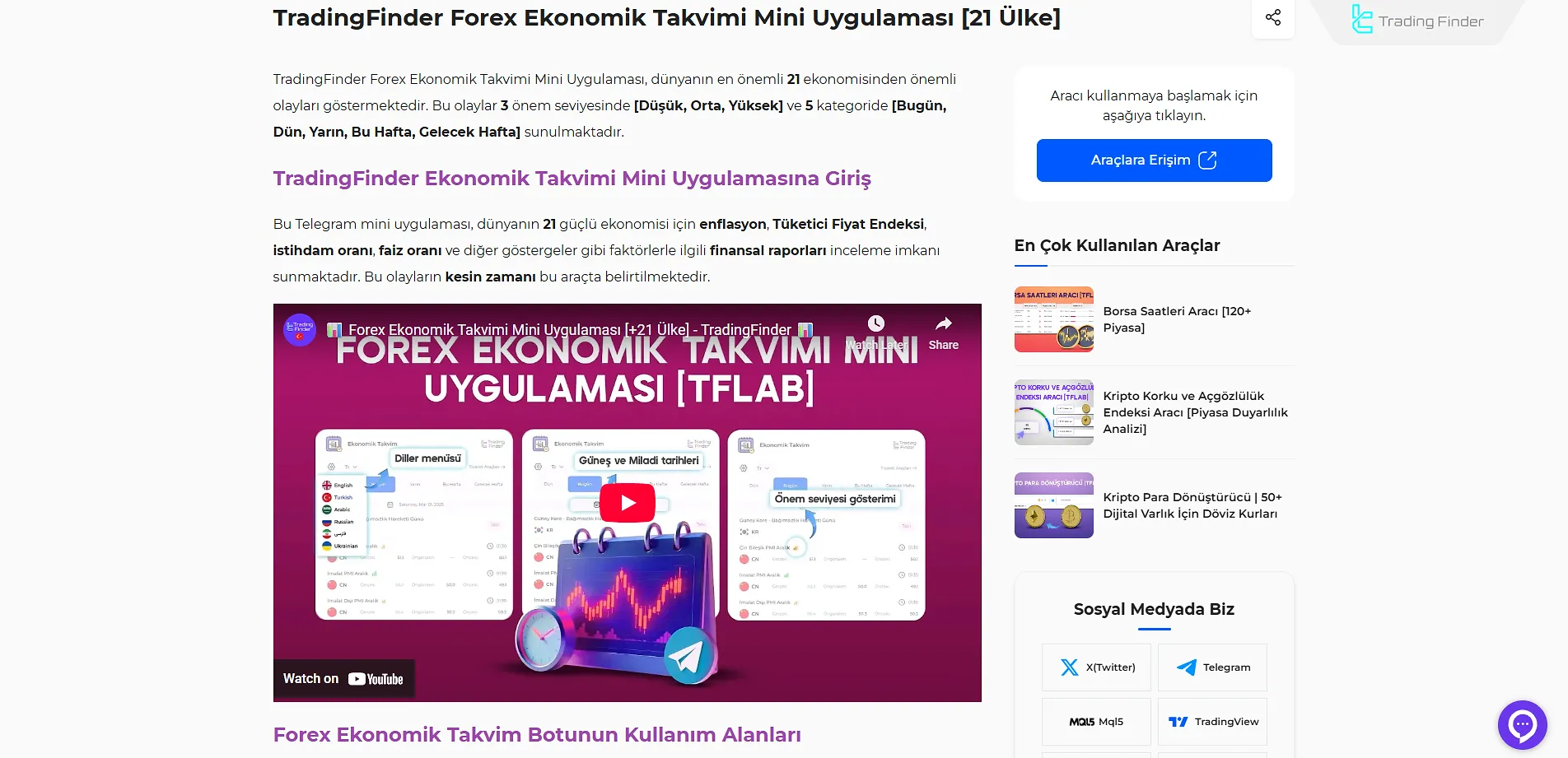 TradingFinder Ekonomik Takvim Botu