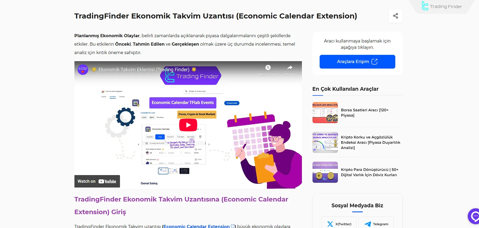 TradingFinder Forex Ekonomik Takvimi Tarayıcı Eklentisi