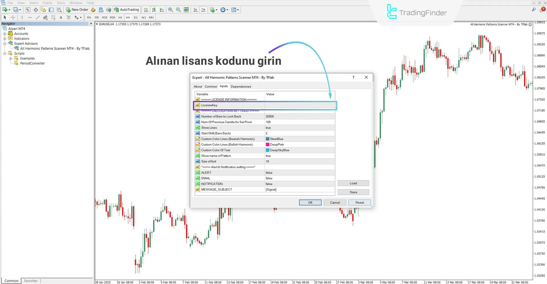 Harmonik Formasyon Tarayıcısının ana paneli
