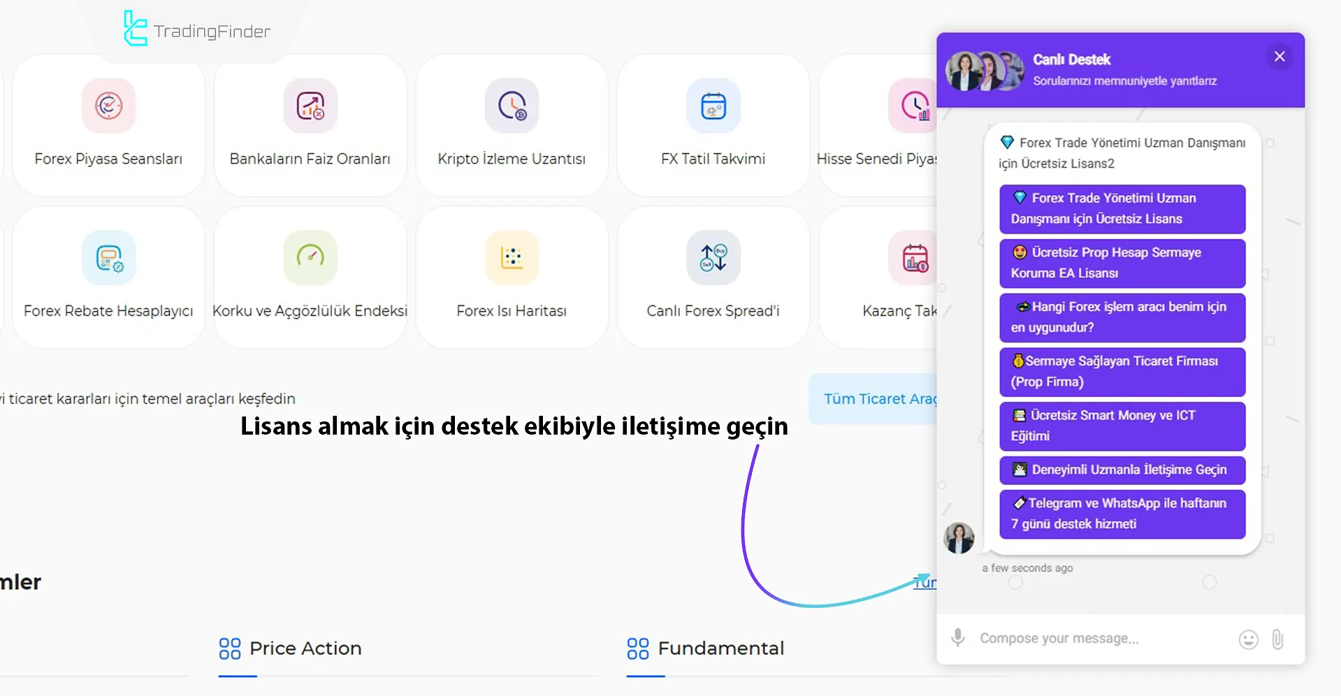 Destek aracılığıyla lisans talebi