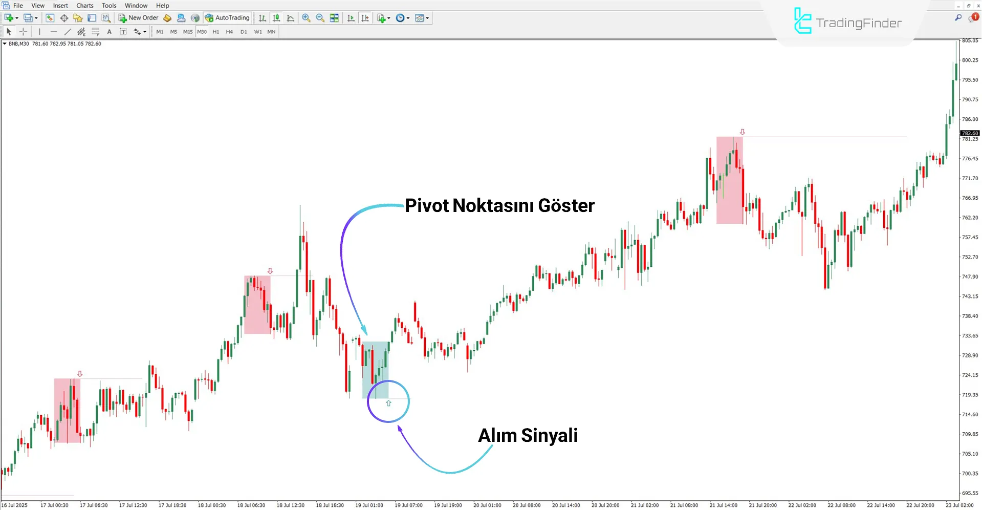 N Bar Reversal Display göstergesi yükseliş trendinde