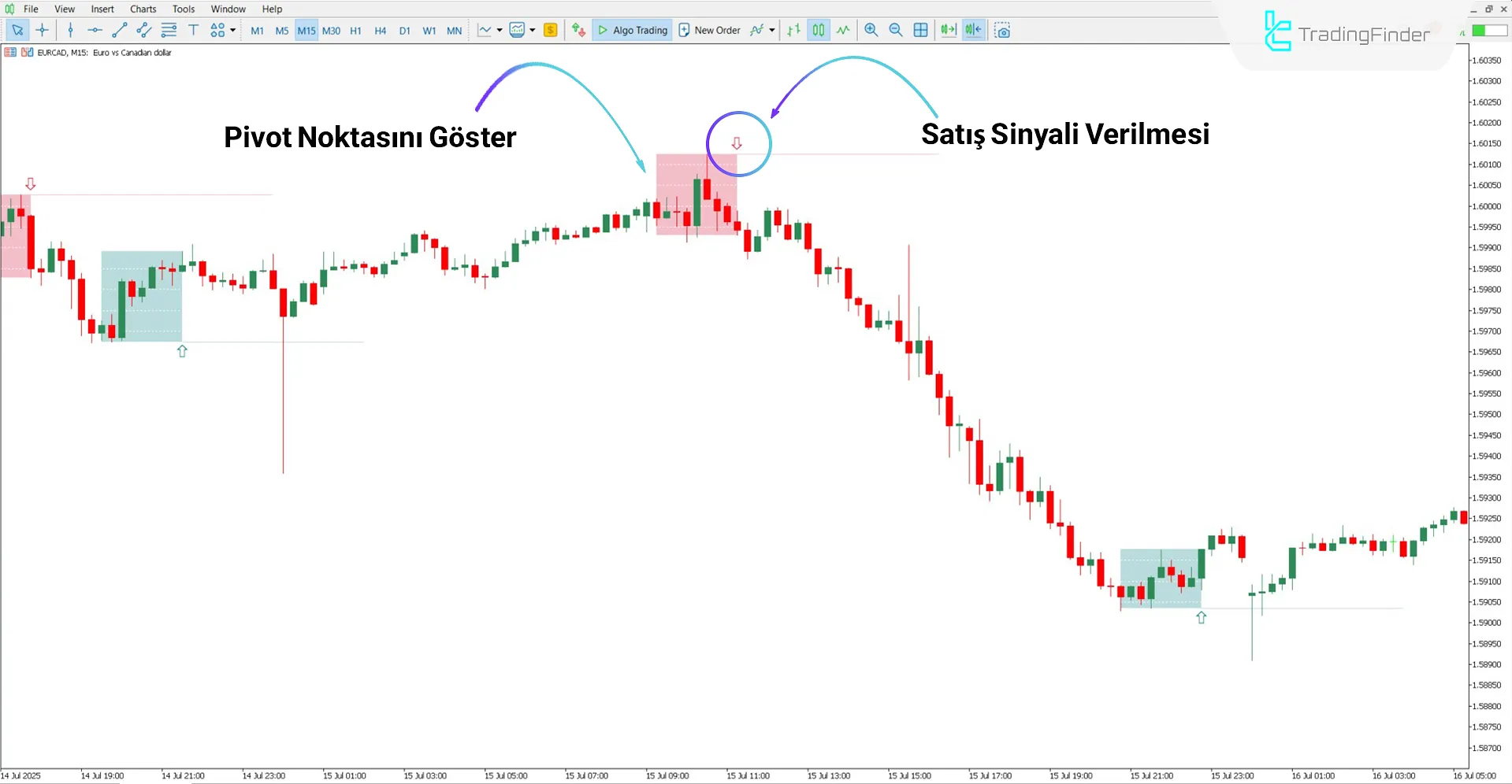 N Bar Reversal Detector göstergesiyle düşüş trendi analizi