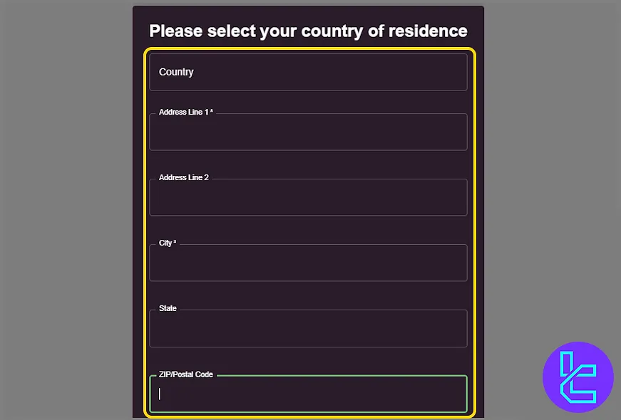 Şimdi Finanse Edin kaydı için Adres Formu